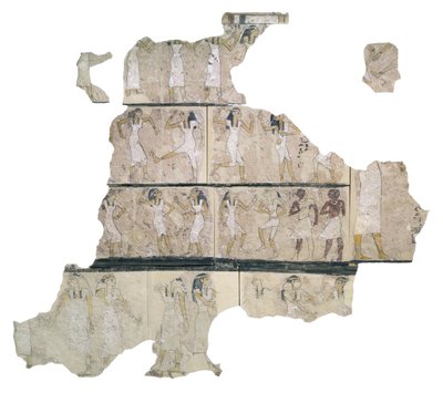 Fragment of wall painting depicting dancing girls (detail) by Egyptian